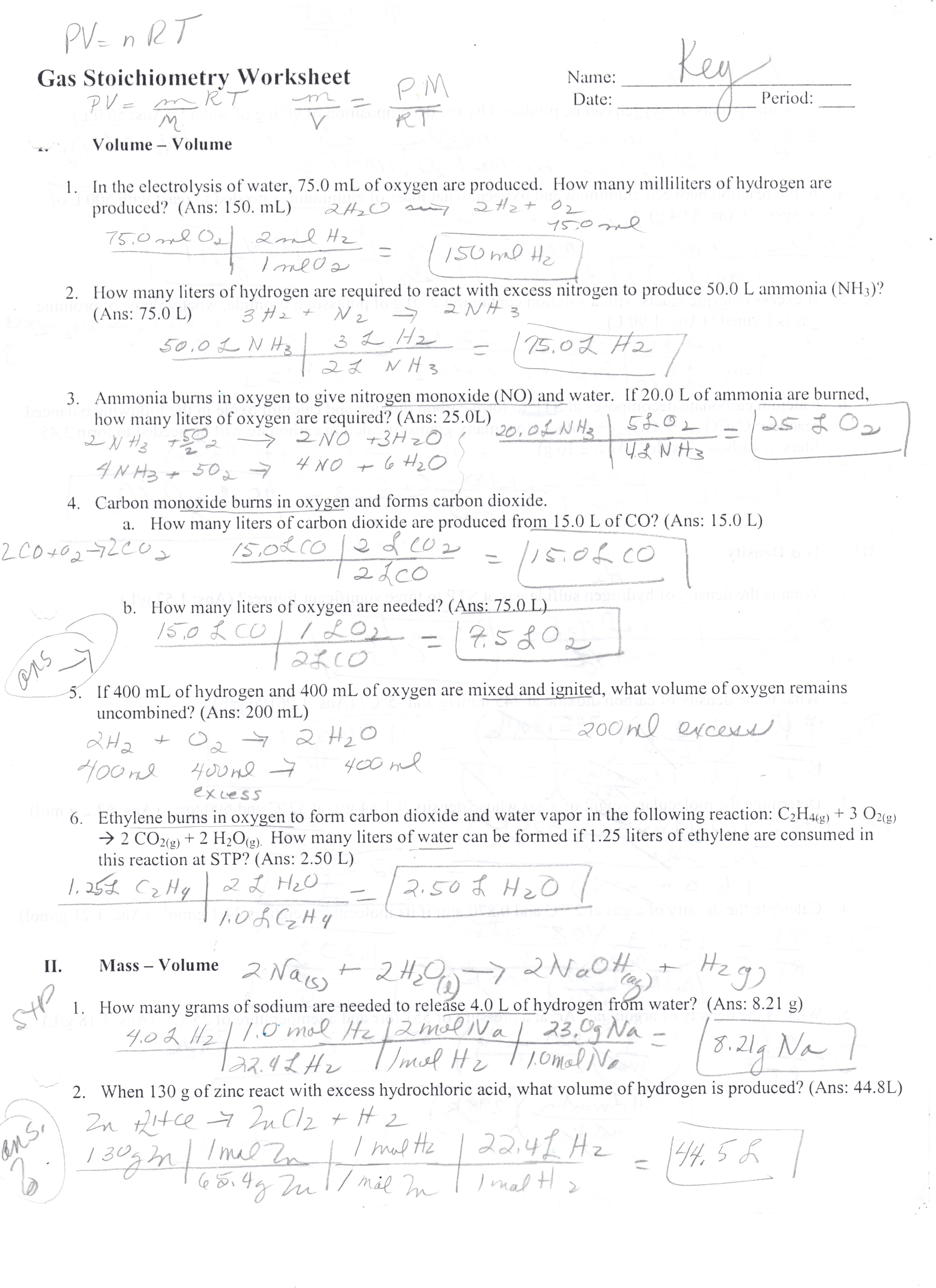 30 Gas Law Stoichiometry Worksheet Free Worksheet Spreadsheet